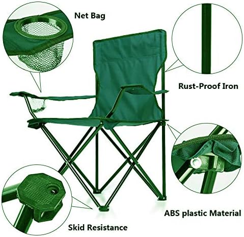 Folding Camping Chair | Portable Beach Chair with Cup Holder | With Carry Bag | For Fishing, Camping, Picnic, BBQ, Beach & Other Outdoor Activities